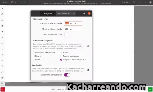 Opciones de dibujo del editor Drawing para ubuntu